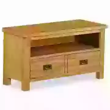 Small Waxed Oak TV Unit with Drawer